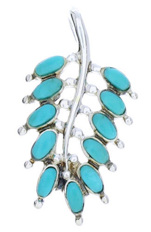 Turquoise And Sterling Silver Leaf Southwestern Pendant BW74530