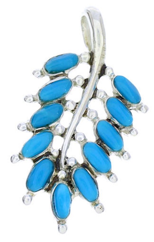 Turquoise Leaf Pendant Sterling Silver Jewelry BW74538