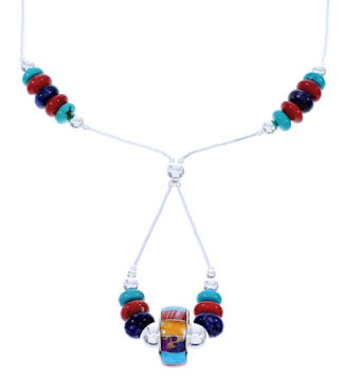 Liquid Silver Multicolor Jewelry Bead Necklace GS74861