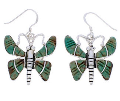 Turquoise Butterfly Sterling Silver Hook Earrings Jewelry BW74950