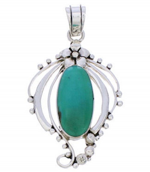 Sterling Silver And Turquoise Slide Pendant Jewelry BW74997