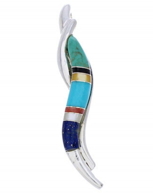 Multicolor Inlay Southwestern Silver Pendant BW75081