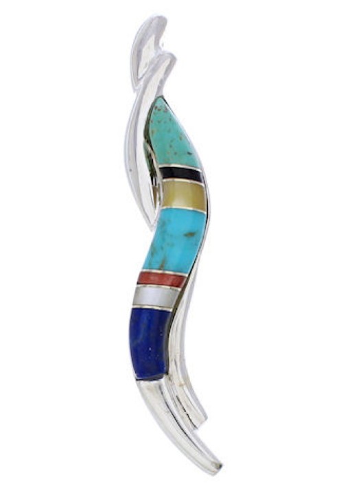 Southwestern Multicolor Inlay Silver Slide Pendant BW75082 