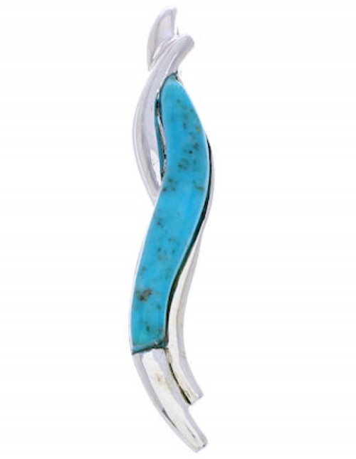 Southwest Silver Turquoise Inlay Slide Pendant Jewelry BW75086