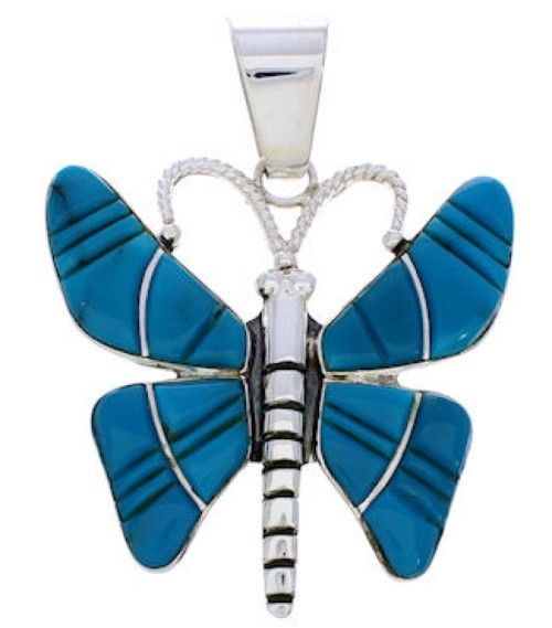 Turquoise Inlay Jewelry Southwestern Butterfly Slide Pendant BW75121