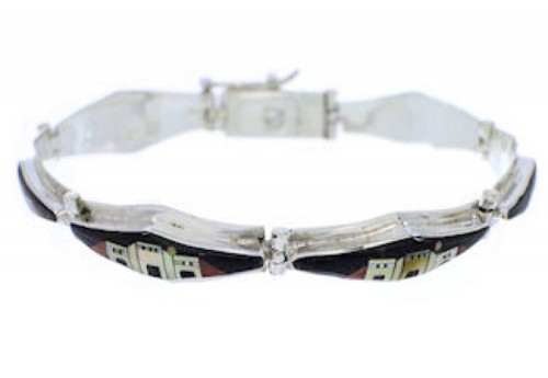 Multicolor Native American Village Design Link Bracelet GS74743