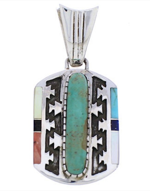 Southwestern Jewelry Multicolor Silver Pendant MW75197