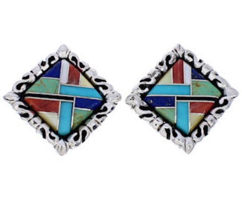 Multicolor Silver Post Earrings GS75042