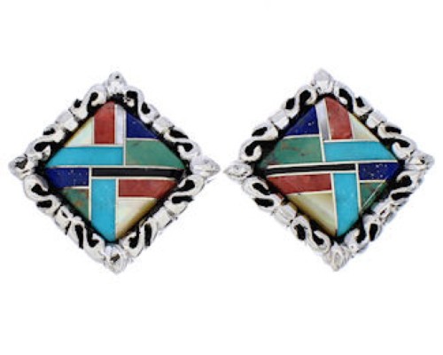 Multicolor Silver Southwest Post Earrings GS75043