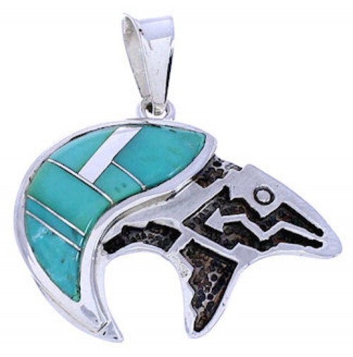 Bear Arrow Turquoise Silver Jewelry Slide Pendant MW74917