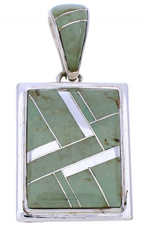 Turquoise Inlay Sterling Silver Reversible Pendant MW74995