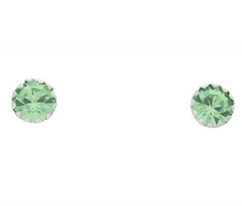 Peridot And Genuine Sterling Silver August Birthstone Post Earrings NX88583