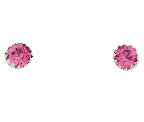 Rose Crystal And Genuine Sterling Silver October Birthstone Post Earrings Jewelry NX88585