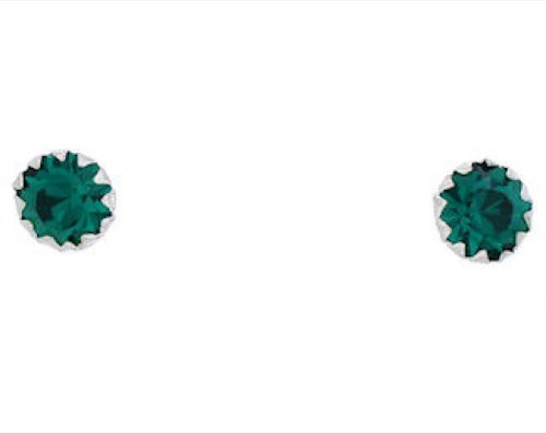Silver And Emerald Jewelry May Birthstone Post Earrings NX88588