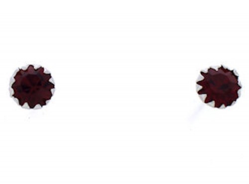 Garnet And Genuine Sterling Silver January Birthstone Post Earrings Jewelry NX88591