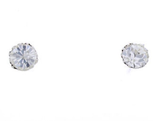 Crystal Genuine Sterling Silver April Birthstone Post Earrings Jewelry NX88592