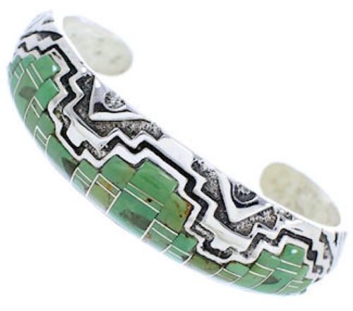 Sterling Silver Turquoise Inlay Southwest Cuff Bracelet MX27167