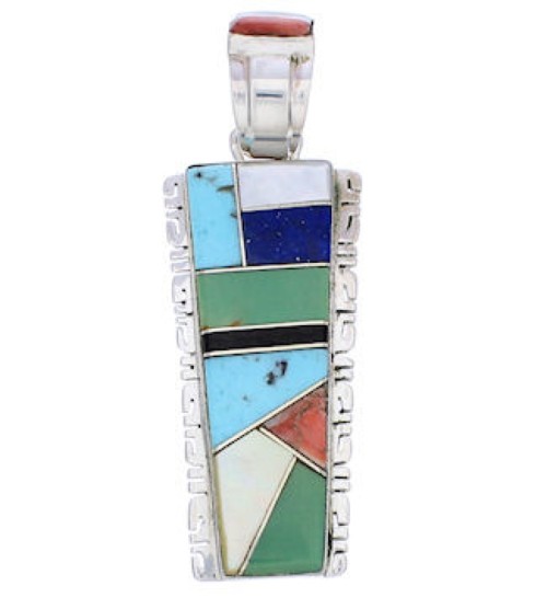 Sterling Silver Southwest Multicolor Inlay Pendant FX30919