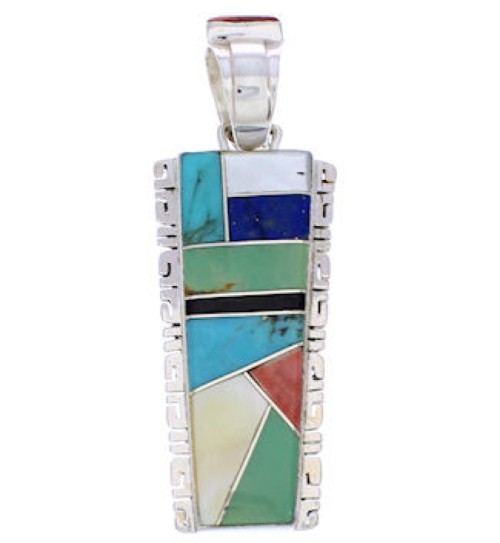 Silver Southwest Multicolor Inlay Pendant FX30920