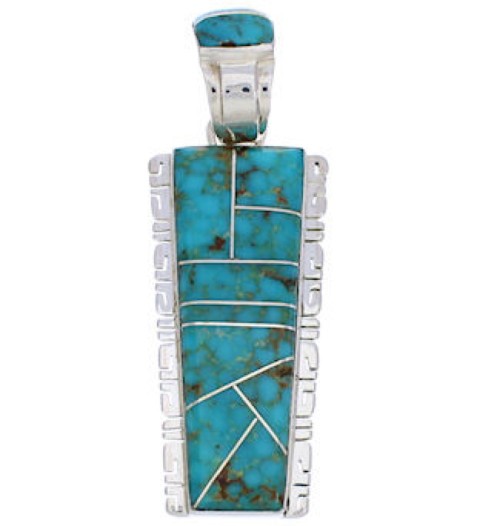 Silver Southwest Turquoise Inlay Pendant FX30921
