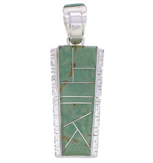 Sterling Silver Jewelry Turquoise Inlay Pendant FX30923