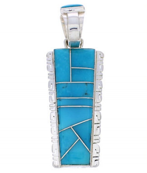 Turquoise Inlay Sterling Silver Pendant FX30925
