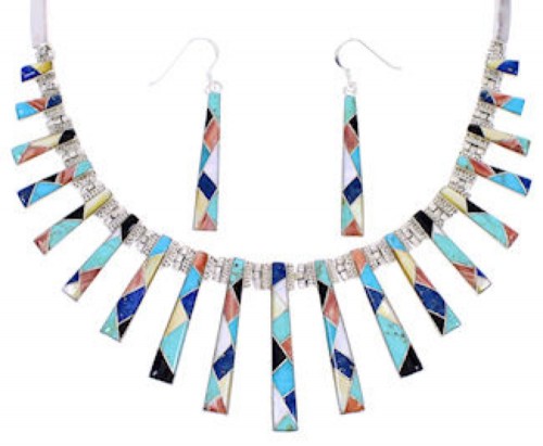 Multicolor Link Necklace And Earrings Set GS75297