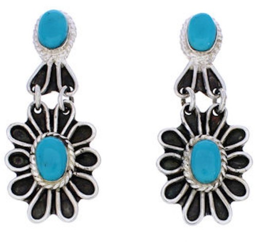 Flower Southwest Sterling Silver Turquoise Earrings MW75967