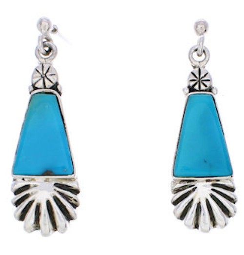 Turquoise Jewelry Southwest Silver Post Dangle Earrings MW76002