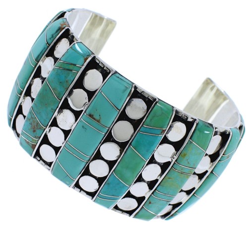 Southwest Turquoise And Sterling Silver Jewelry Cuff Bracelet EX27842