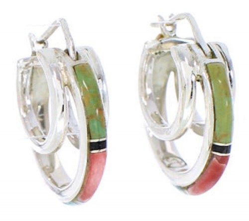 Multicolor Southwest Post Hoop Earrings GS75667