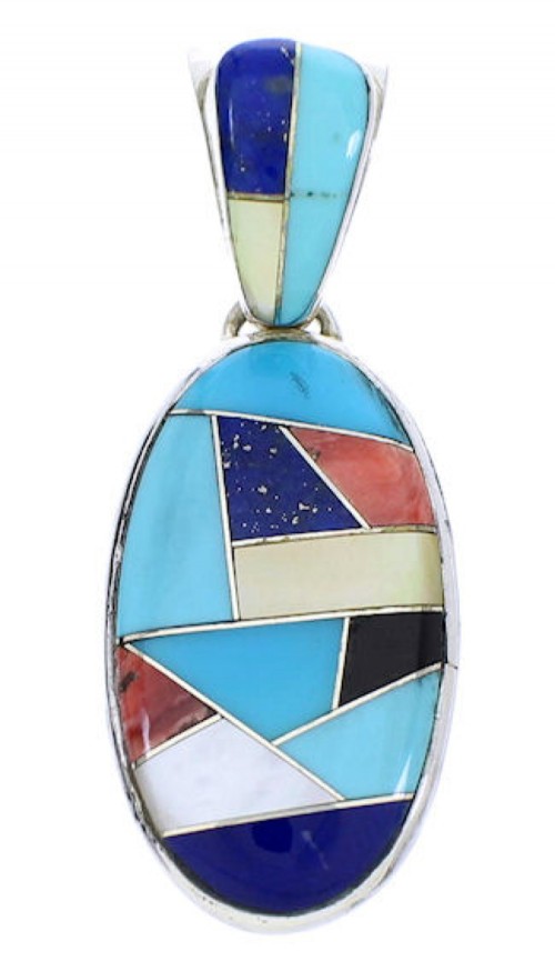 Genuine Sterling Silver Multicolor Southwest Pendant GS75697