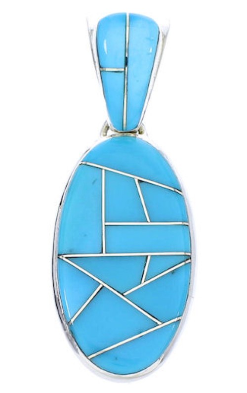 Southwest Sterling Silver Jewelry Turquoise Pendant GS75689 