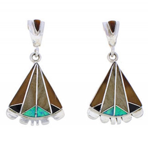 Southwestern Jewelry Multicolor Sterling Silver Post Earrings MW75802