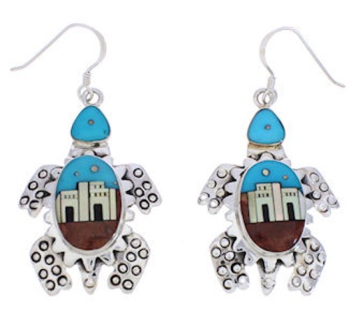 Turtle Native American or Pueblo Design Multicolor Earrings MW75809