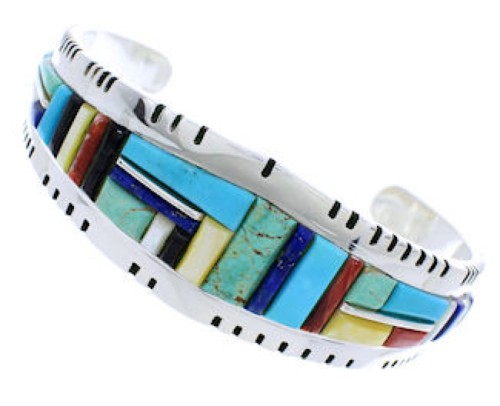 Southwest Jewelry Multicolor Sterling Silver Cuff Bracelet EX27335