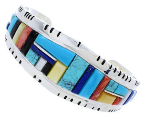 Southwestern Multicolor Sterling Silver Cuff Bracelet Jewelry EX27350