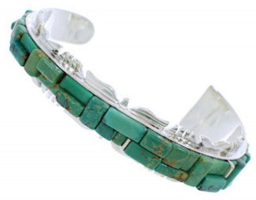 Genuine Sterling Silver Turquoise Inlay Jewelry Cuff Bracelet EX27438