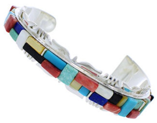 Multicolor Southwestern Sterling Silver Jewelry Cuff Bracelet EX27446