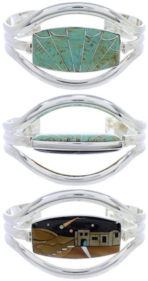 Native American Design Multicolor Reversible Cuff Bracelet MW75616