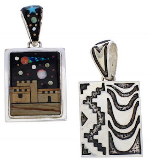 Native American Design Multicolor Reversible Pendant Jewelry EX29494
