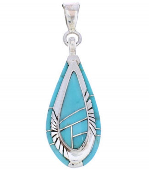 Turquoise Genuine Sterling Silver Southwest Pendant EX29013