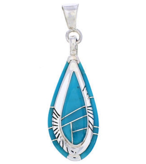 Genuine Sterling Silver Turquoise Southwest Pendant EX29015