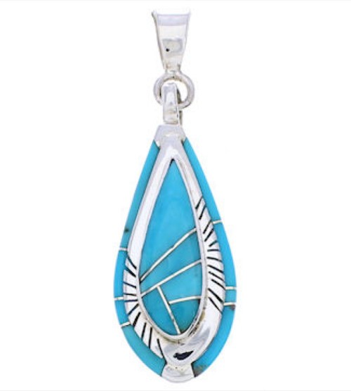 Turquoise Inlay Sterling Silver Pendant EX29018