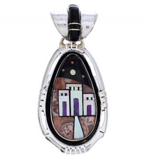 Sterling Silver Native American Design Multicolor Pendant PX29792