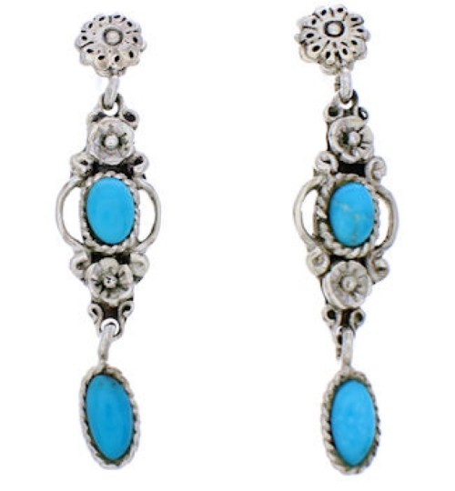 Flower Jewelry Turquoise Southwestern Silver Earrings MX21883