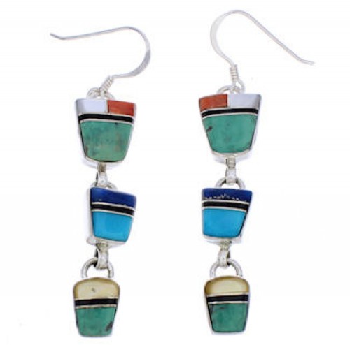 Sterling Silver Multicolor Jewelry Hook Dangle Earrings EX30433