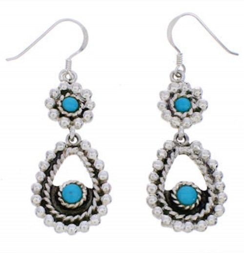 Southwest Turquoise Jewelry Silver Hook Dangle Earrings EX30455