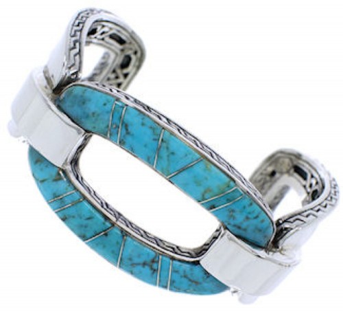 Sterling Silver Southwestern Turquoise Inlay Cuff Bracelet MX27047
