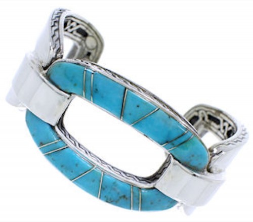 Genuine Sterling Silver Turquoise Inlay Cuff Bracelet MX27056